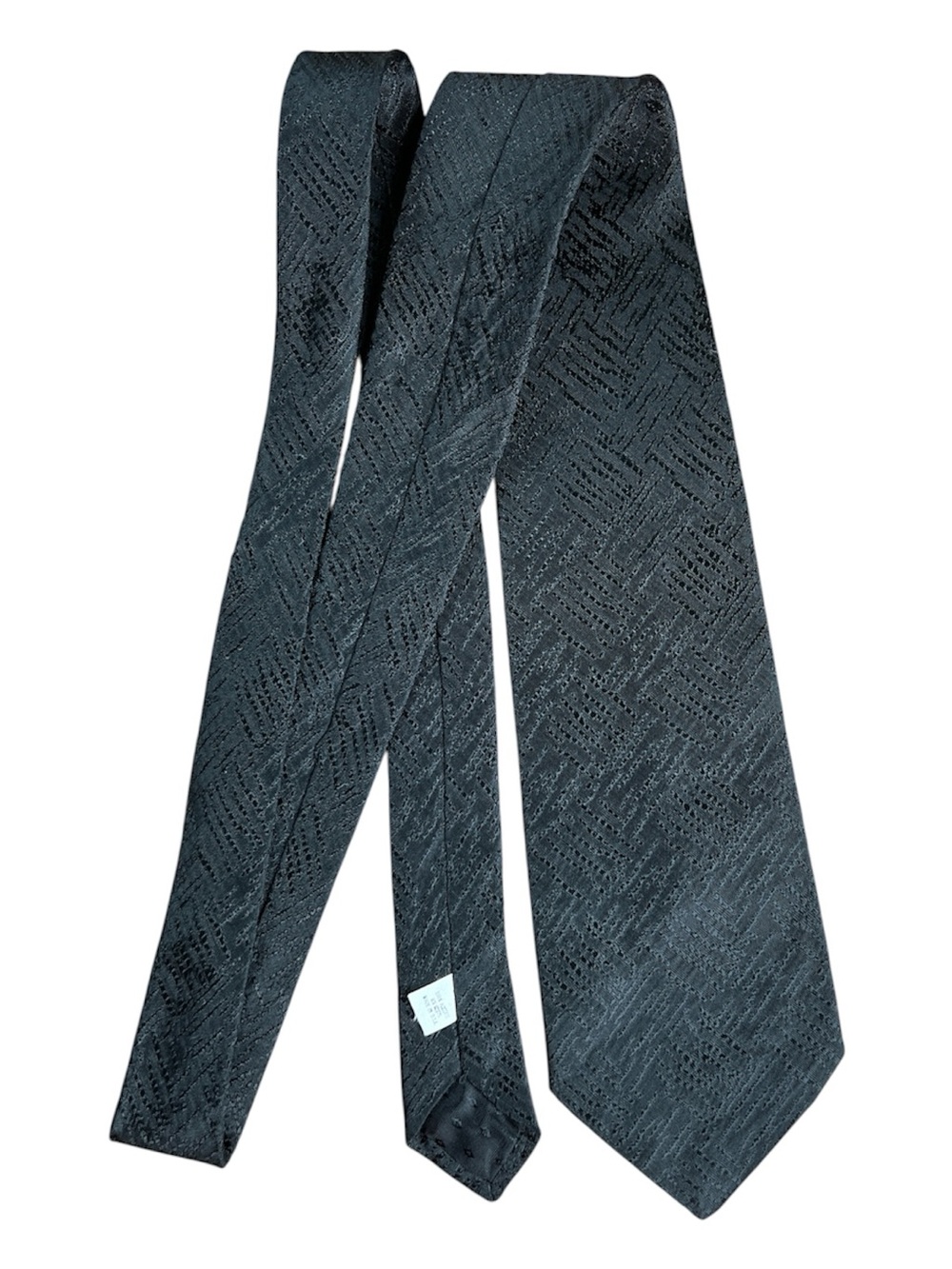 Vintage 80s/90s Neck Tie BBB NYC Black Patterned Geometric Made in USA